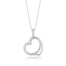 14k White Gold Floating Heart Drop Pendant-2