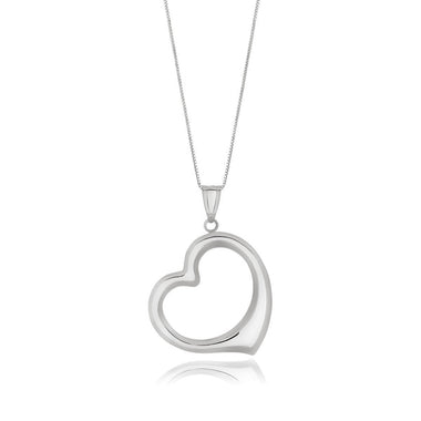 14k White Gold Floating Heart Drop Pendant - 0