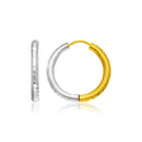 14k Two-Tone Gold Hinge Hammered Hoop Earrings-1