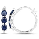2.05 Carat Genuine Blue Sapphire and White Diamond .925 Sterling Silver Earrings-2