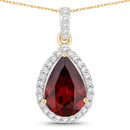 3.29 Carat Genuine Rhodolite and White Diamond 14K Yellow Gold Pendant-1