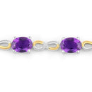 3.27 Carat Genuine Amethyst and White Topaz .925 Sterling Silver Bracelet-2