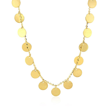 Choker Necklace with Polished Discs in 14k Yellow Gold - 0