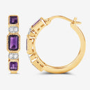 2.18 Carat Genuine Amethyst and White Topaz .925 Sterling Silver Earrings-4