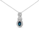 .925 Sterling Silver 6x4mm Pear Sapphire and Diamond Accent Infinity Drop 18" Pendant Necklace (H-I Color, SI1-SI2 Clarity)-1