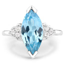 3.78 Carat Genuine Swiss Blue Topaz and White Topaz .925 Sterling Silver Ring-3