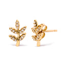 10K Yellow Gold 1/10 Cttw Diamond Accented Leaf and Branch Stud Earrings (H-I Color, I1-I2 Clarity)-2