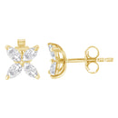 14K White Gold 1/2 Cttw Marquise Diamond 8 Stone Floral Leaf Stud Earrings (H-I Color, SI1-SI2 Clarity)-6