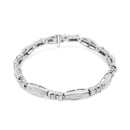 14K White Gold 2.0 Cttw Channel-Set Alternating Baguette and Princess-Cut Diamond Link Bracelet (H-I Color, SI2-I1 Clarity) - Size 7-1