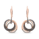 14K Rose Gold 1.00 Cttw White and Brown Diamond Intertwining Hoops and Circle Dangle Earrings (H-I/Brown Color, SI1-SI2 Clarity)-6