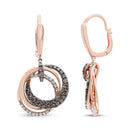 14K Rose Gold 1.00 Cttw White and Brown Diamond Intertwining Hoops and Circle Dangle Earrings (H-I/Brown Color, SI1-SI2 Clarity)-5
