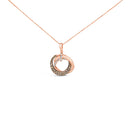 14K Rose Gold 3/4 Cttw Brown and White Diamond Interlocking Circle Hoop 18" Inch Pendant Necklace (G-H Color, SI2-I1 Clarity)-4