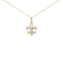14K Yellow Gold 1.00 Cttw Round Diamond Fleur De Lis 18" Pendant Necklace (H-I Color, SI2-I1 Clarity)-4