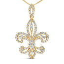 14K Yellow Gold 1.00 Cttw Round Diamond Fleur De Lis 18" Pendant Necklace (H-I Color, SI2-I1 Clarity)-5