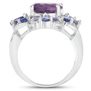 4.88 Carat Genuine Amethyst and Tanzanite .925 Sterling Silver Ring-2