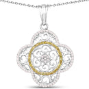0.57 Carat Genuine White Diamond and Yellow Diamond .925 Sterling Silver Pendant-1