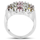 6.74 Carat Genuine Brown Tourmaline, Pink Tourmaline & Green Tourmaline .925 Sterling Silver Ring-2