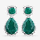 26.00 Carat Dyed Emerald .925 Sterling Silver Earrings-4