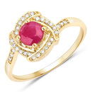 0.63 Carat Genuine Ruby and White Diamond 14K Yellow Gold Ring-1