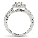 14k White Gold Round Floral Motif Diamond Engagement Ring (1 5/8 cttw)-2