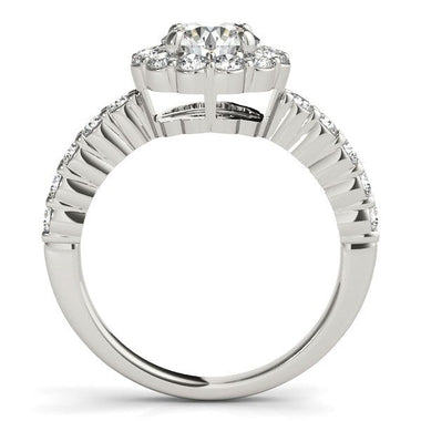 14k White Gold Round Floral Motif Diamond Engagement Ring (1 5/8 cttw) - 0