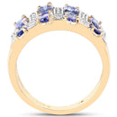 14K Yellow Gold Plated 1.68 Carat Genuine Tanzanite .925 Sterling Silver Ring-2