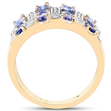 14K Yellow Gold Plated 1.68 Carat Genuine Tanzanite .925 Sterling Silver Ring - 0