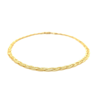 3.5mm 14k Yellow Gold Braided Bracelet - 0