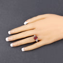 2.87 Carat Genuine Rhodolite and White Diamond 14K Rose Gold Ring-3
