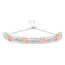 .925 Sterling Silver 1/4 Cttw Round-Cut Diamond X & Tapered Bar Miracle-Set Bolo Bracelet (I-J Color, I3 Clarity) - Two Tone Rose Gold & Silver-1