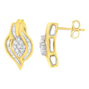 10K Yellow Gold 1/3 cttw Round-Cut Diamond Cluster and Swirl Stud Earrings (J-K Clarity, I2-I3 Color)-3