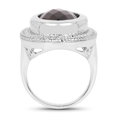 7.90 Carat Genuine Smoky Quartz .925 Sterling Silver Ring - 0