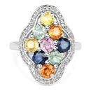 2.63 Carat Genuine Multi Sapphire .925 Sterling Silver Ring-3