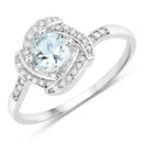 0.46 Carat Genuine Aquamarine and White Diamond 14K White Gold Ring-1