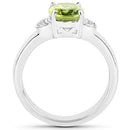 1.76 Carat Genuine Peridot and White Zircon .925 Sterling Silver Ring-2