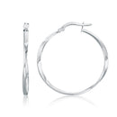 14k White Gold Mobius Twisted Hoop Earrings-1