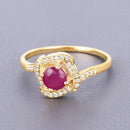 0.63 Carat Genuine Ruby and White Diamond 14K Yellow Gold Ring-4