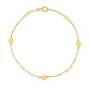 14k Yellow Gold Pearl Clover Bracelet-2