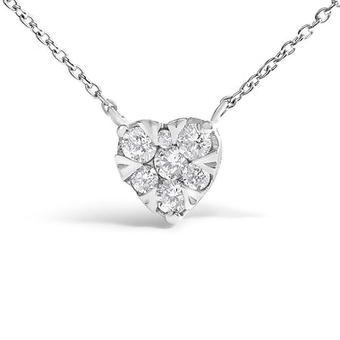 14K White Gold 1/4 Cttw Diamond Composite Heart Pendant Necklace - 18" Inches - 0