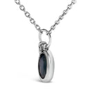 10K White Gold Oval Blue Sapphire and Diamond Double Charm Pendant Necklace - 18" Inches-3