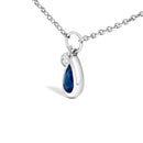 10K White Gold 6x4 mm Pear Blue Sapphire and Diamond  Accent Charm Pendant Necklace - 18" Inches-3