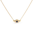 10K Yellow Gold Blue Sapphire and Diamond Accented Evil Eye 18" Inch Pendant Necklace (H-I Color, I1-I2 Clarity)-1