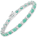 10.47 Carat Genuine Emerald and White Topaz .925 Sterling Silver Bracelet-1