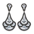 12.19 Carat Genuine Blue Topaz and Black Spinel .925 Sterling Silver Earrings-1