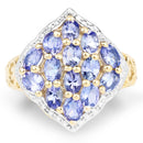14K Yellow Gold Plated 2.38 Carat Genuine Tanzanite .925 Sterling Silver Ring-3