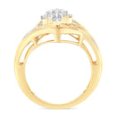 10K Yellow Gold Diamond Bypass Cluster Ring (1 Cttw, I-J Color, I2-I3 Clarity) - Size 7-2