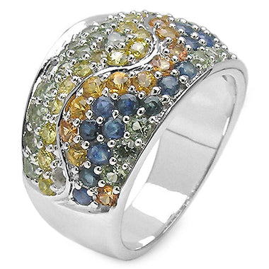 3.60 Carat Genuine Multi Sapphire .925 Sterling Silver Ring - 0