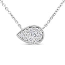 14K White Gold 1/4 Cttw Round Diamond Composite Teardrop Shape 18" Pendant Necklace - (G-H Color, SI2-I1 Clarity)-5
