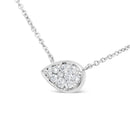 14K White Gold 1/4 Cttw Round Diamond Composite Teardrop Shape 18" Pendant Necklace - (G-H Color, SI2-I1 Clarity)-6