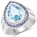5.42 Carat Genuine Blue Topaz and Blue Sapphire .925 Sterling Silver Ring-1